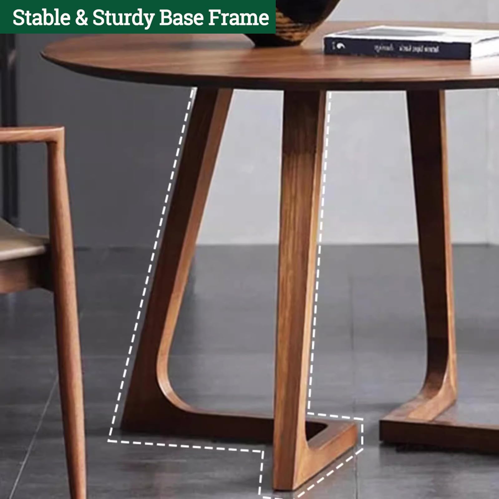 Solidny drewniany okrągły stół jadalny w stylu Mid Century Modern - rustykalny design na postumencie do małych przestrzeni - miejsca dla 2-4 osób - meble do kuchni i jadalni,Walnut,100cm