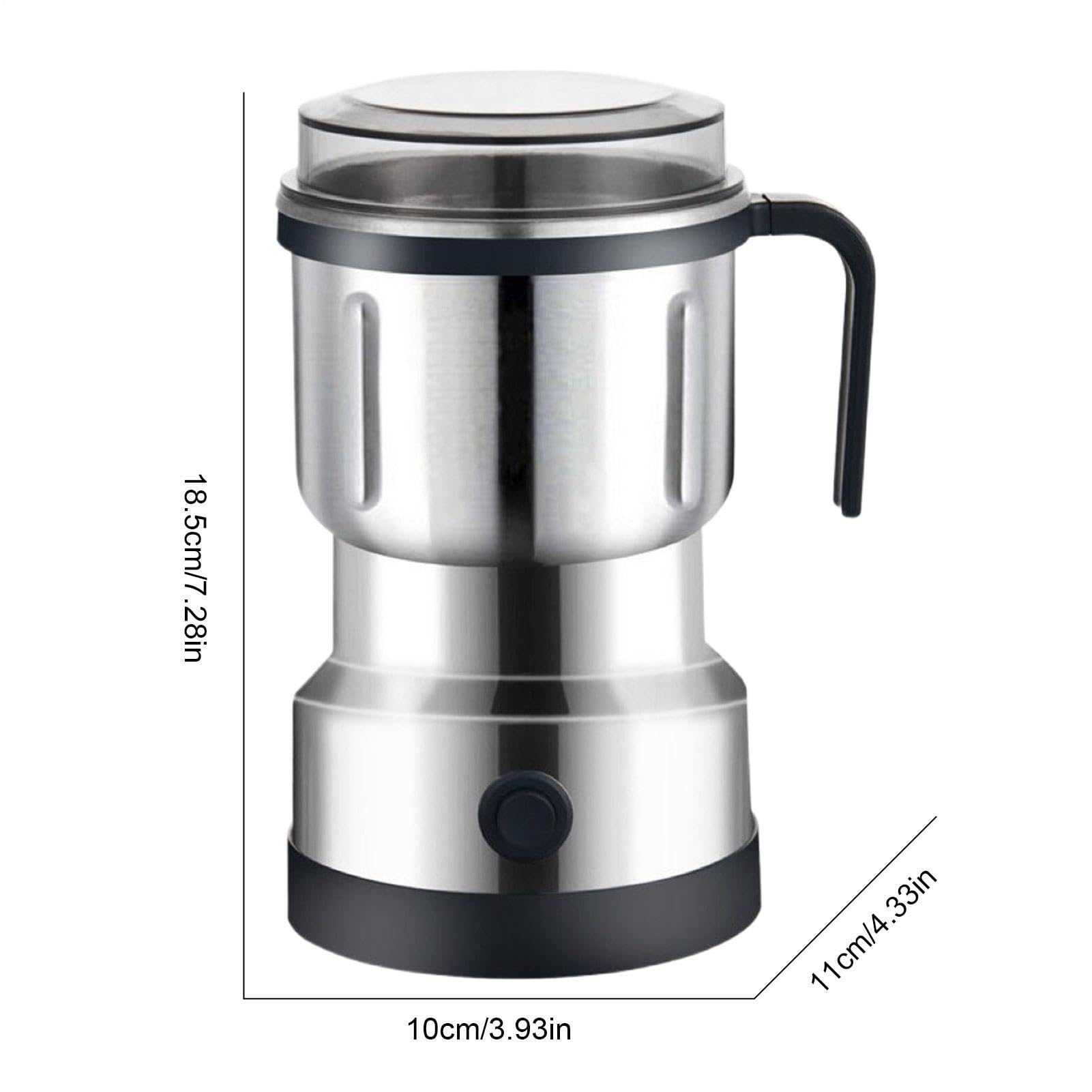 Macinacaffè elettrico – Mini macinacaffè portatile in acciaio inossidabile | tritatutto per cereali di grande capacità, macinino fine per caffè, spezie, ingredienti secchi, macchina domestica pratica