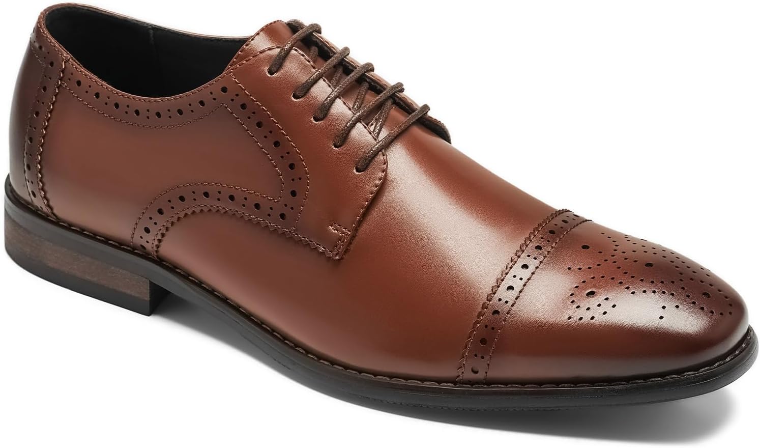 HEEZ Men's Dress Shoes, Classic Cap Toe Oxford for Men Non Slip, Comfortable Lace Up Derby Shoes for Formal Business Work Wedding Office Prom - Image 8