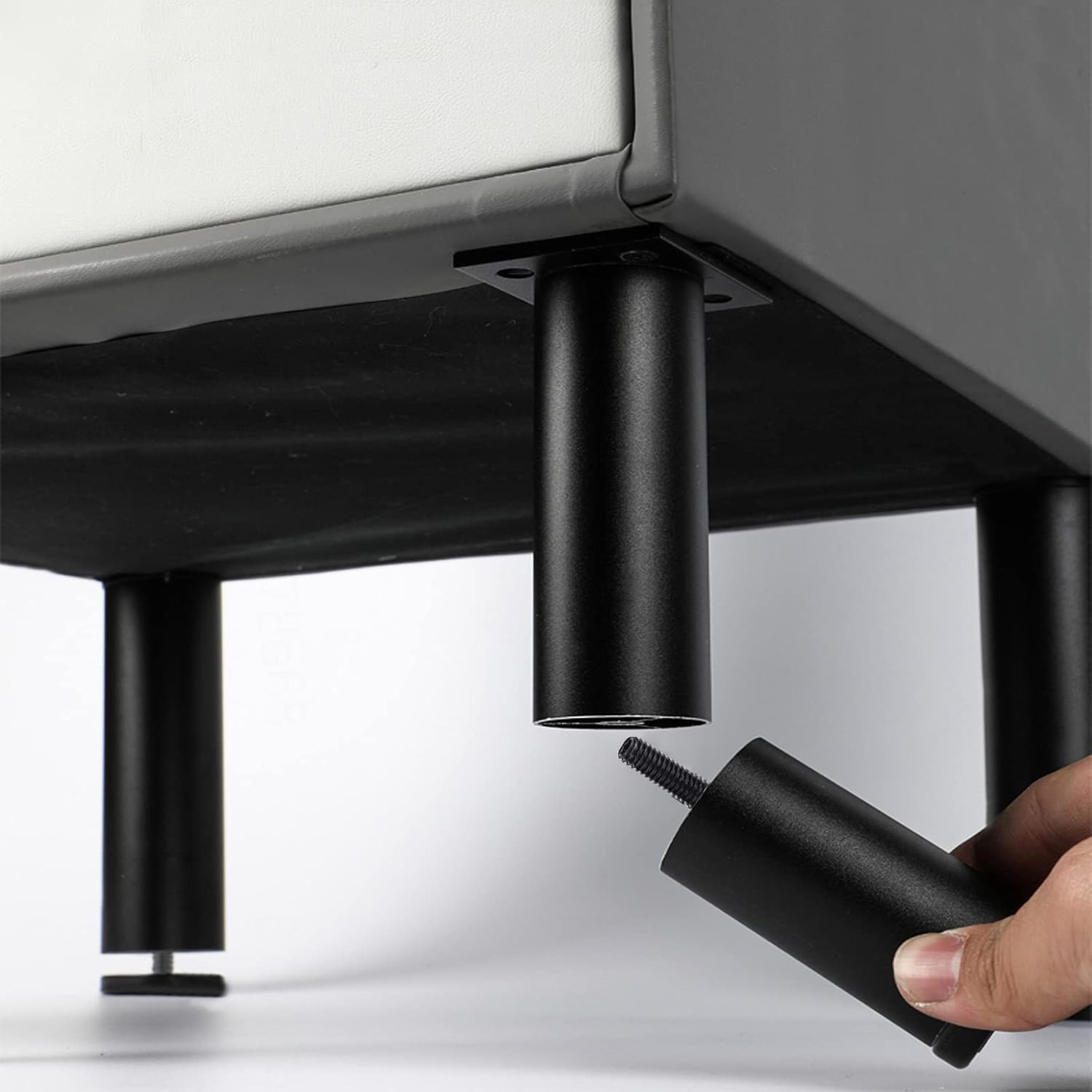 Sofa Support Feet, M10 Metal Replacement Legs, 10/15/20/25cm Aluminum Alloy Furniture Legs, for Cupboard, Coffee Tables Heavy Duty Legs, Height Adjustable,Black-20cm/7.9in