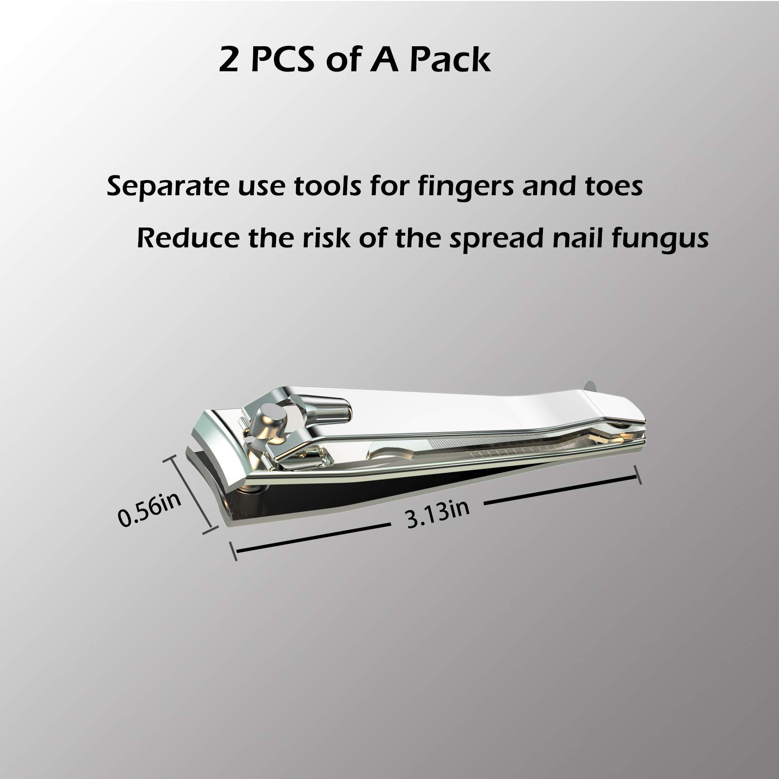 firiKer 2PCS Stainless Steel Nail Clippers,Professional Fingernail Clipper and Toenail Clipper