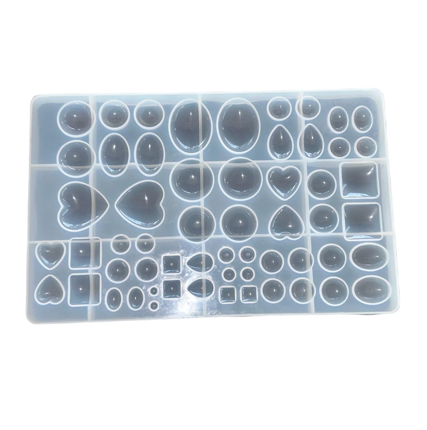 Wired FAX-Jewellery Silicone Mould for Resin ||Cabochon Gem Jewelry Silicone Square Heart Round Shapes,Resin Epoxy Pendant Earrings Making Casting DIY Craft Mold 29 Design 58 Cavity Large-image-43