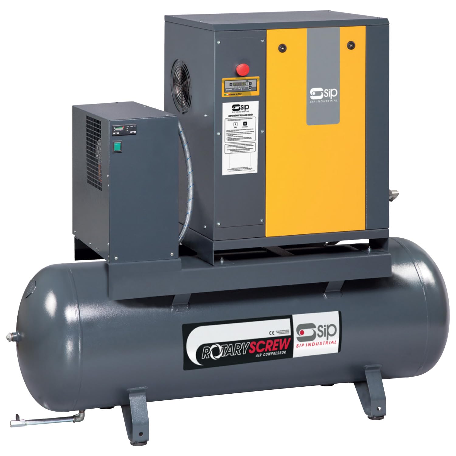 Sip Rotary Screw Air Compressor Rs5.5-08-270Bd/Rd Belt Drive With Dryer, 400V 3-Phase 270L 7.5Hp / 5.5Kw 116Psi / 8 Bar 25.5Cfm 64Db