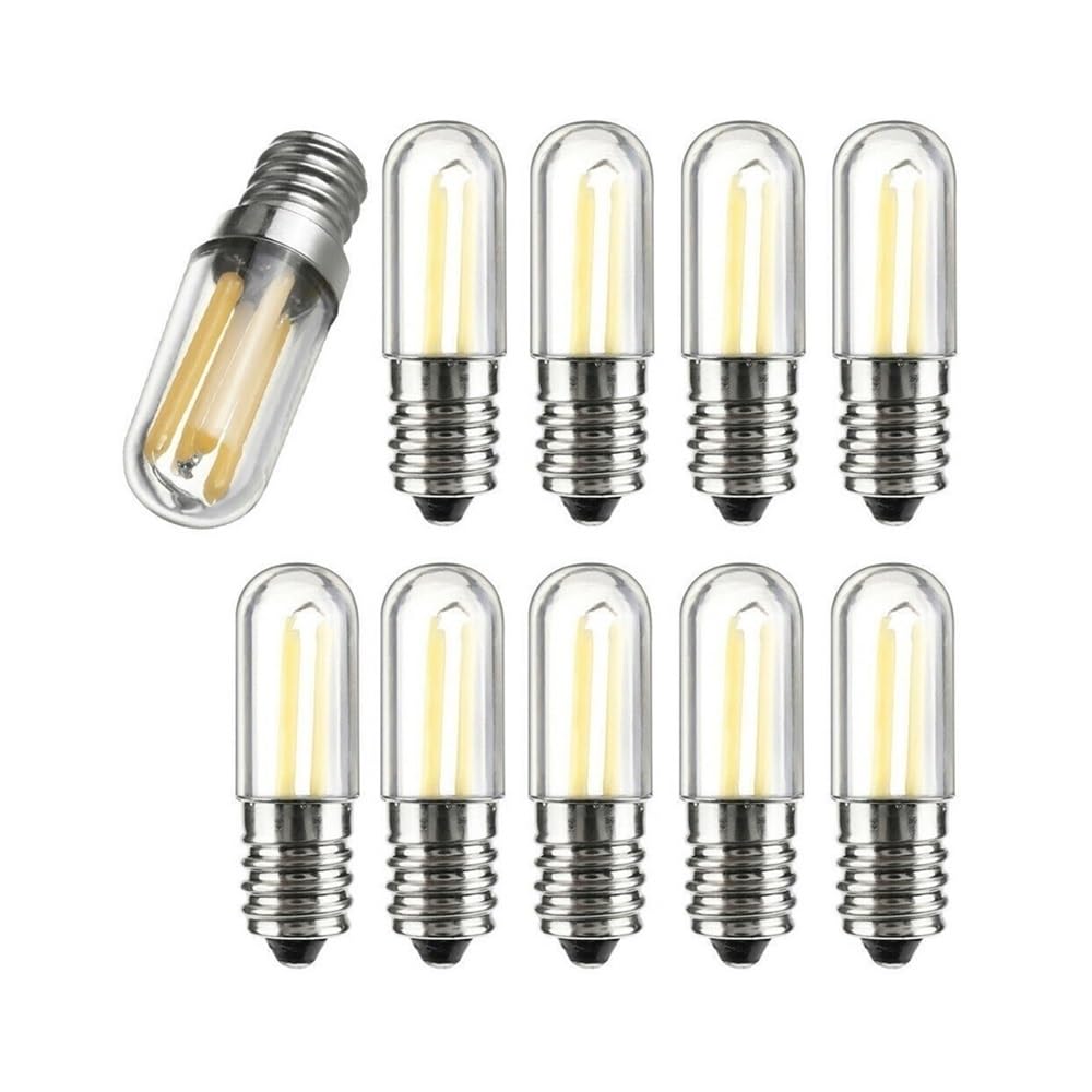 1fortunate lights, Paquete de 10 bombillas LED COB for frigorífico AC220V Mini E14 1W/2W/4W, bombillas de filamento for congelador, lámpara LED for cocina(Cold White,E14 220V 4W)
