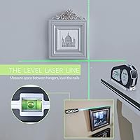 Vista 9 de Qooltek - Nivel láser verde, herramienta láser multiusos recargable de línea cruzada con línea vertical y horizontal, cinta métrica de 18 pies/18.0