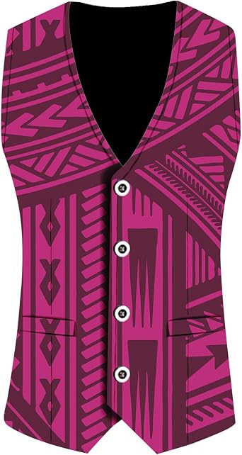 2024 MenS Casual Vest Polynesian Tribe Design Retro Art Print Fashion MenS Coat Vest