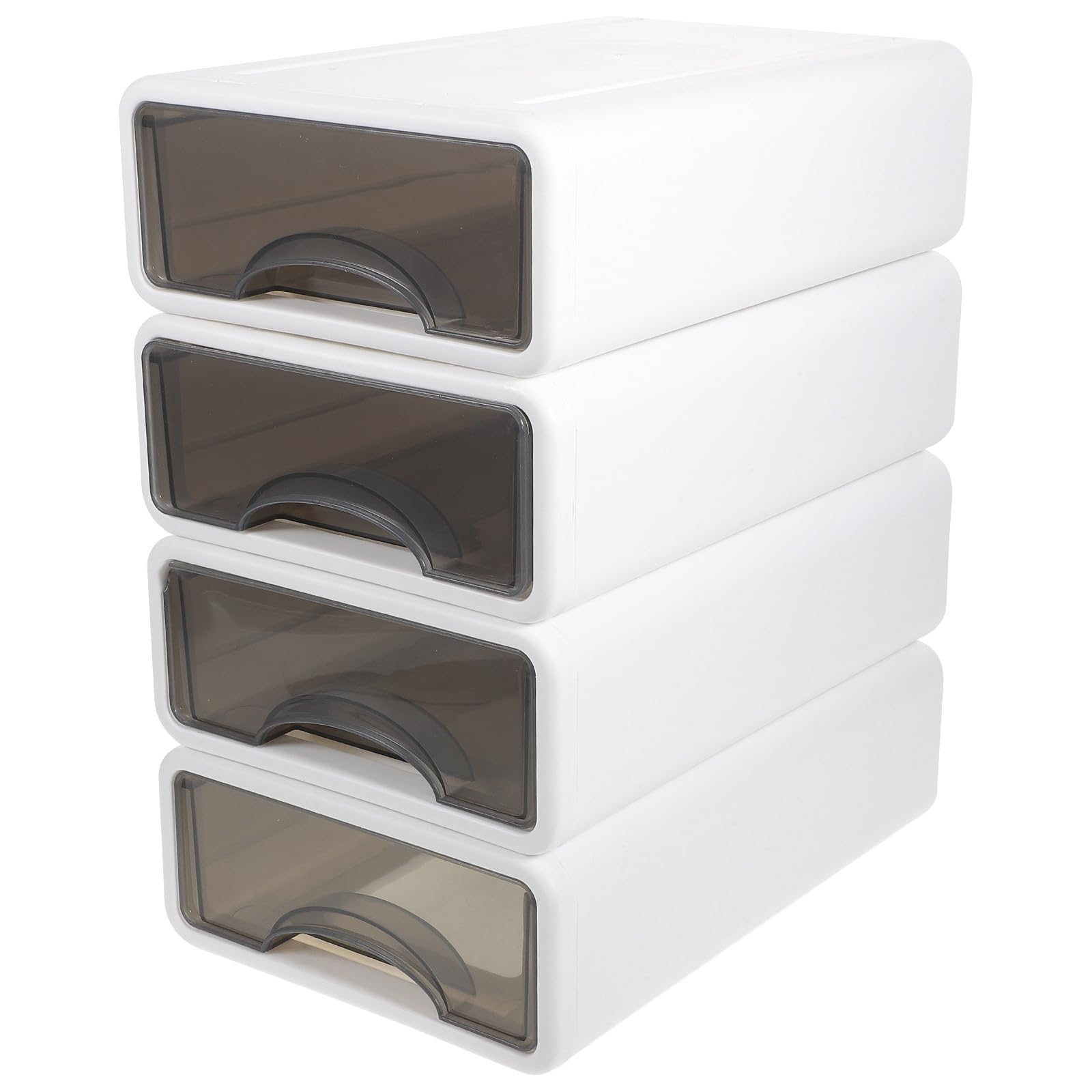 NUOBESTY 4 Stück Stapelbare Schubladenboxen aus Transparentem Kunststoff Kompakter Desktop Organizer für Kosmetik und Kleinteile Platzsparend und Stabil