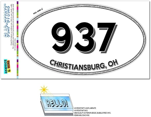 Amazon.co.jp 937 クリスチャンズバーグ, ああ オハイオ州 楕円形市外局番ステッカー 車&バイク