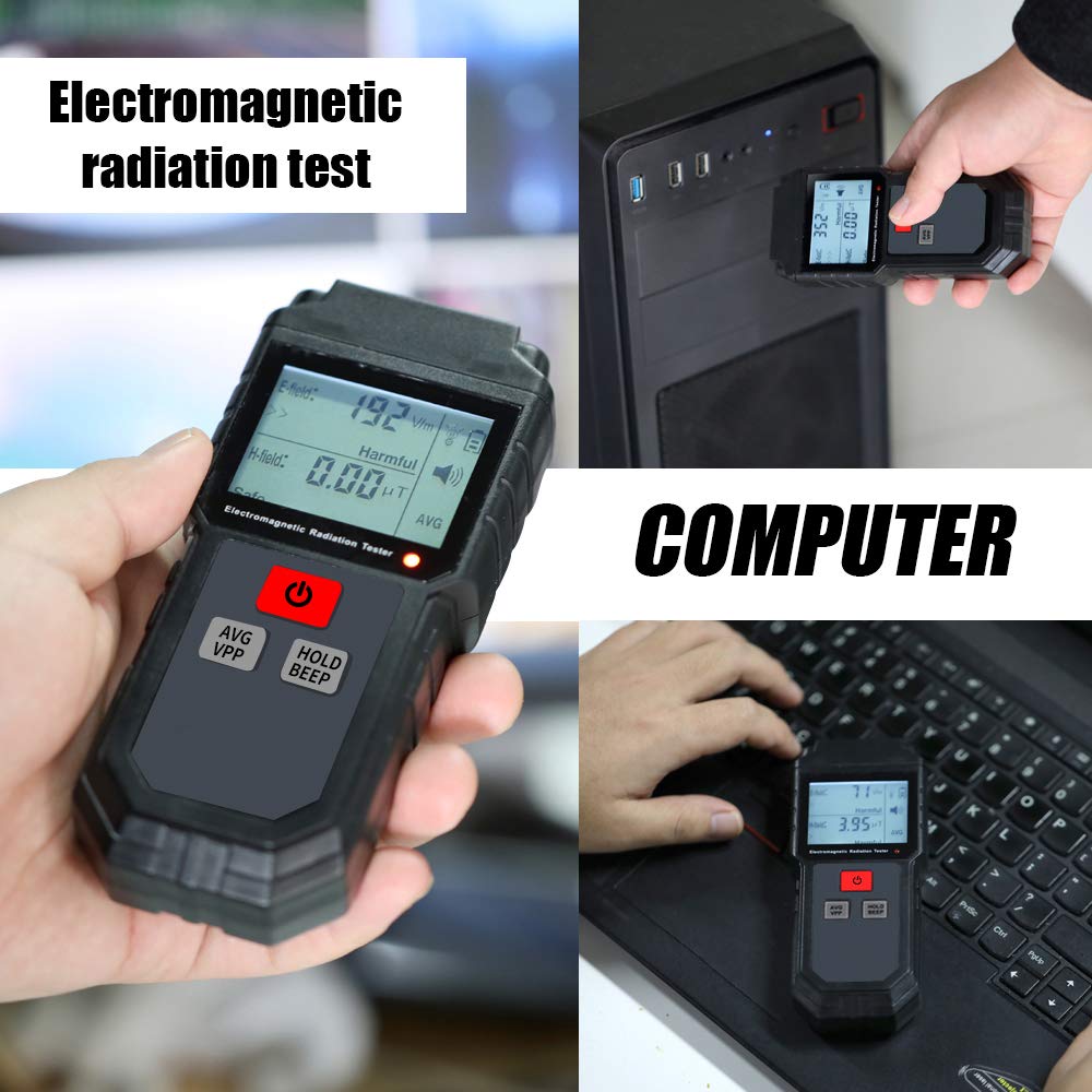 Przenośny ręczny cyfrowy LCD Elektromagnetyczny promieniowanie tester Electric Field Pole magnetyczne Detektor Dozymetru Dozymetru z Light Alarm dla domowego biura na zewnątrz