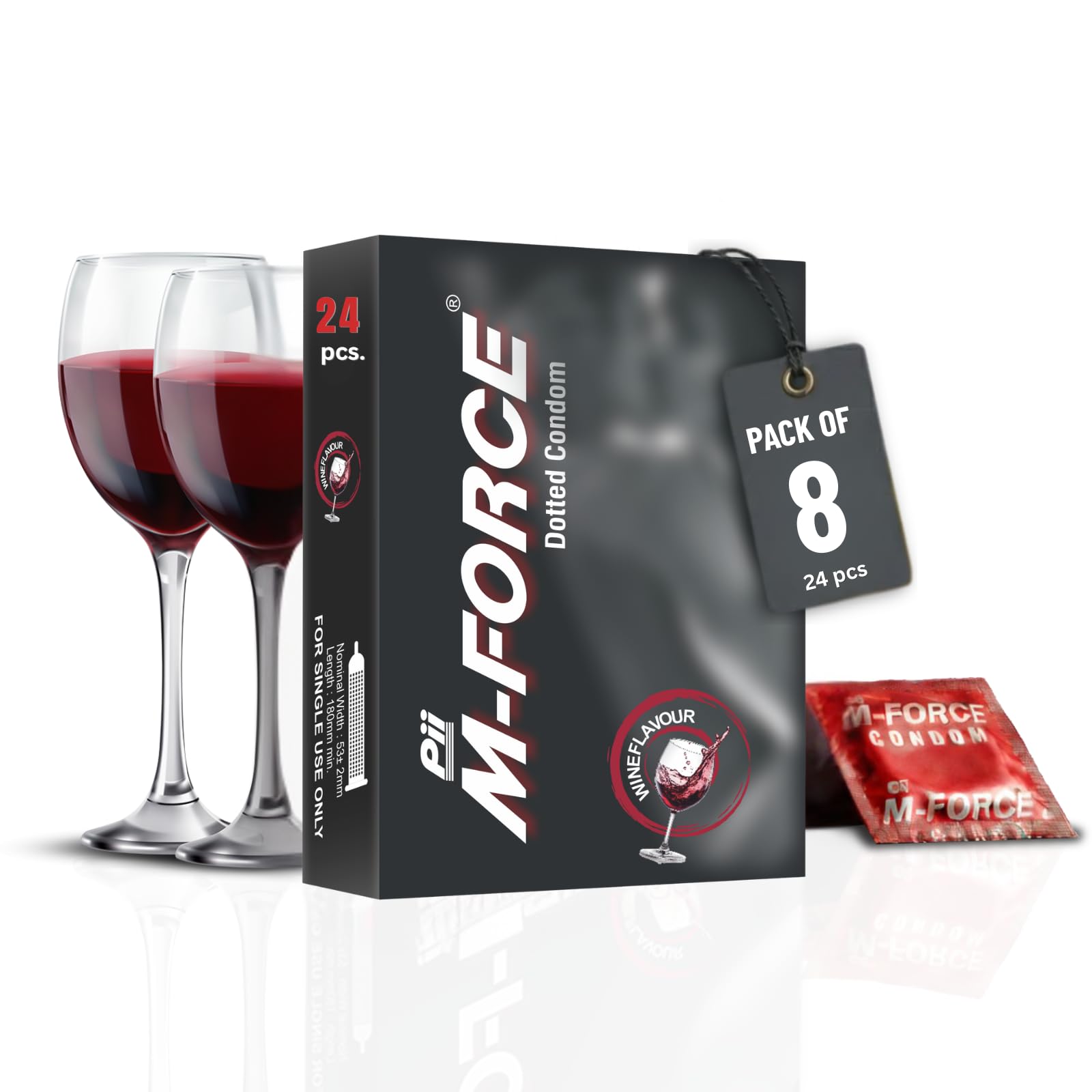 Pii M-Force Dotted Condoms for Men Wine Flavour Latex Flavoured Condoms (Pack of 8 Boxes, 24 Pieces)-image-45