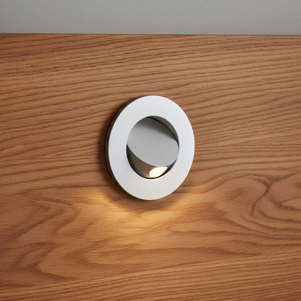 Silver Recessed Bedside Reading Light 3W LED – 3000K Warm White, 206lm, 30° Beam, Built in Pull‑Out Tilt Switch, Quality LED, IP20 Rated - 3 Year Guarantee