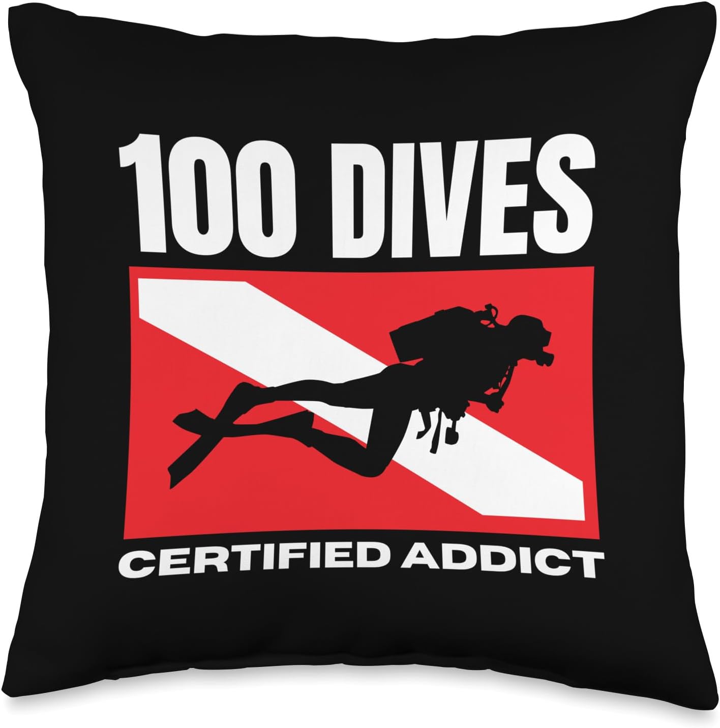 100th Dive Gift Scuba Diving Diver Throw Pillow 16x16