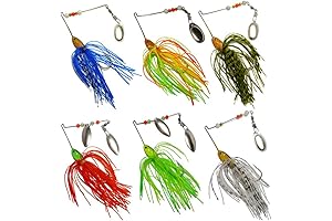 6 Piece Bass Fishing Lures Spinner Baits: Trout Salmon Hard Metal Spinnerbaits
