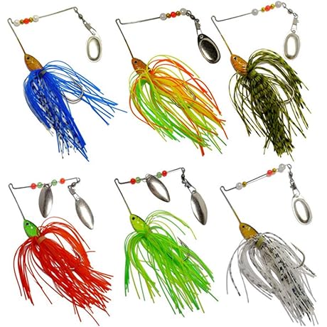 6 Piece Bass Fishing Lures Spinner Baits: Trout Salmon Hard Metal Spinnerbaits