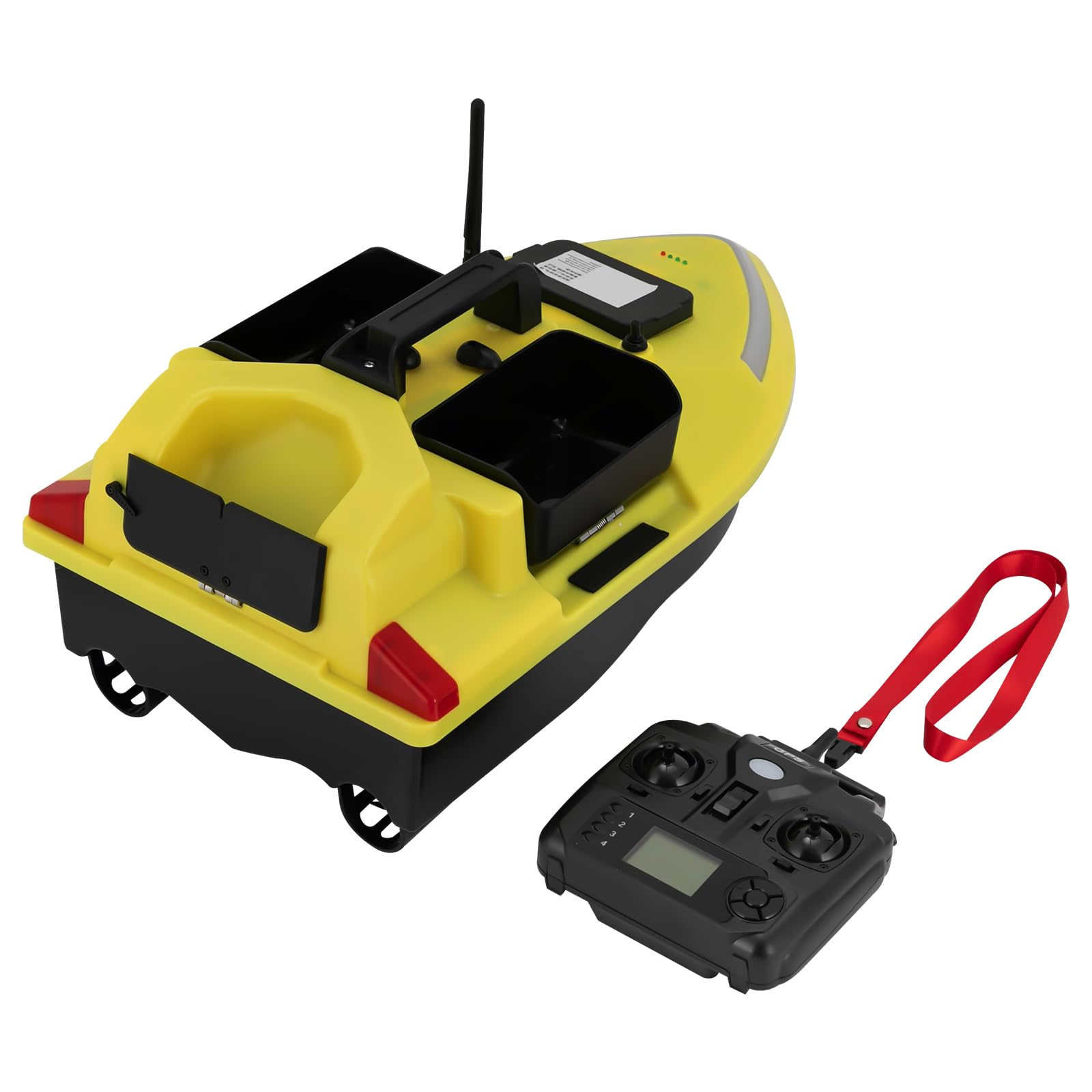 ROMYIX Fishing Bait Boat with GPS,500M Remote Control Bait Boat,Double Motors,GPS Positioning,12000mAh Lithium Battery,40 Position Points,3 Bait Compartments (Yellow)
