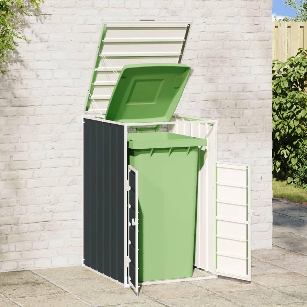 Gecheer Cobertizo de contenedor de Basura Acero Antracita 72x81x115 cm,Cubo de Basura,Almacenamiento de Cubos de Basura,Cobertizo para Papeleras Jardín