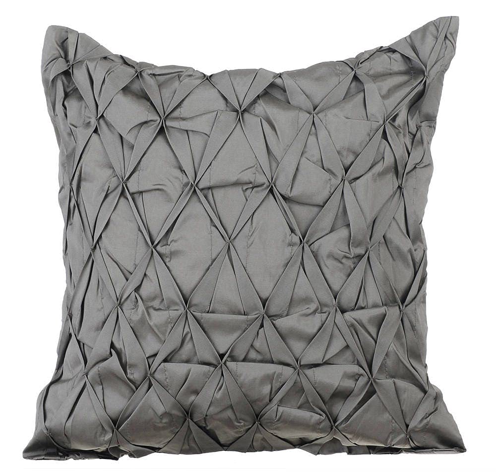 The HomeCentric Decorative Cushion Covers 50 x 50 cm Grey, Silk Throw Cushion Covers, Cushion Covers, Solid Color Pillow Covers, Contemporary Cushion Covers - Between Spaces