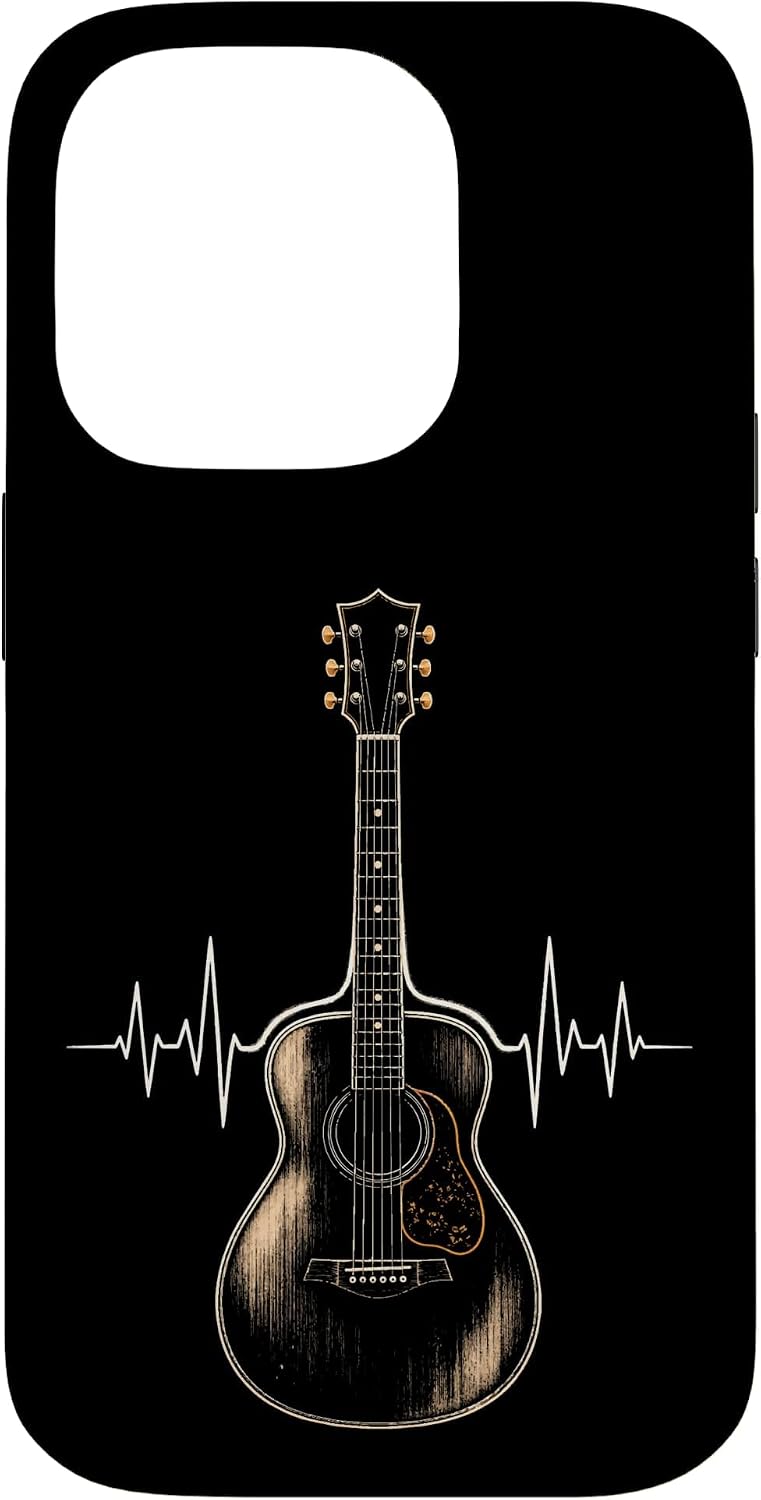 Guitar Heartbeat Acoustic Vintage Guitarist Music Gift Case for iPhone 14 Pro