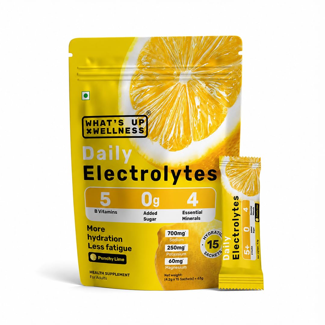 What's Up Wellness Daily Electrolytes Powder - Zesty Orange Flavour | Zero Added Sugar | Instant Hydration - Sodium, Potassium, Magnesium & Zinc | Vegan | 15 Sachets — Amazon image 11