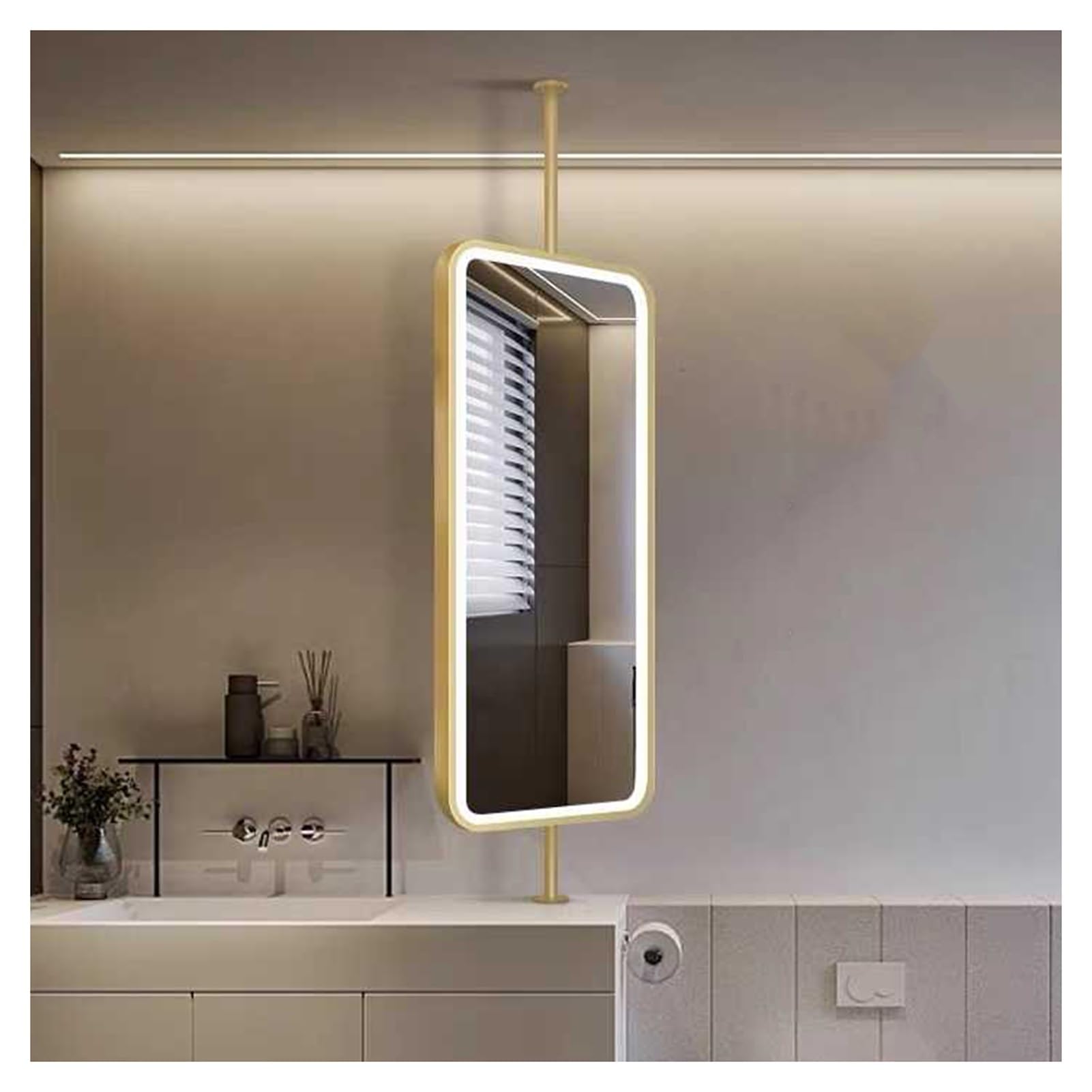 Miroir de plafond avec LED salle de bain pour éclairer les pièces sombres sans espace