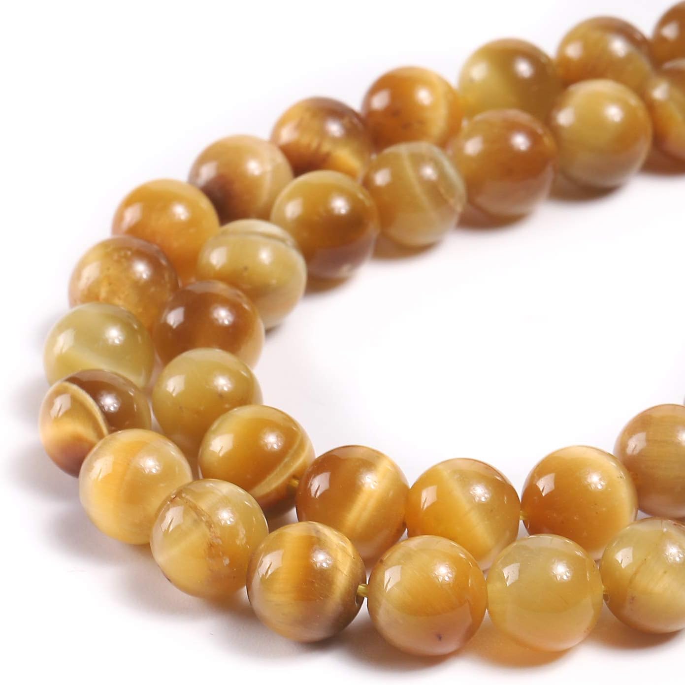 MGIE Natural Loose Round Smooth Semi-Precious Healing 3A Grade Gold Tiger Eye Stone Gemstone Beads for DIY Jewelry Making Full Strand 8mm 15.5" (Approx 45pcs) Gold Tiger Eye 8mm