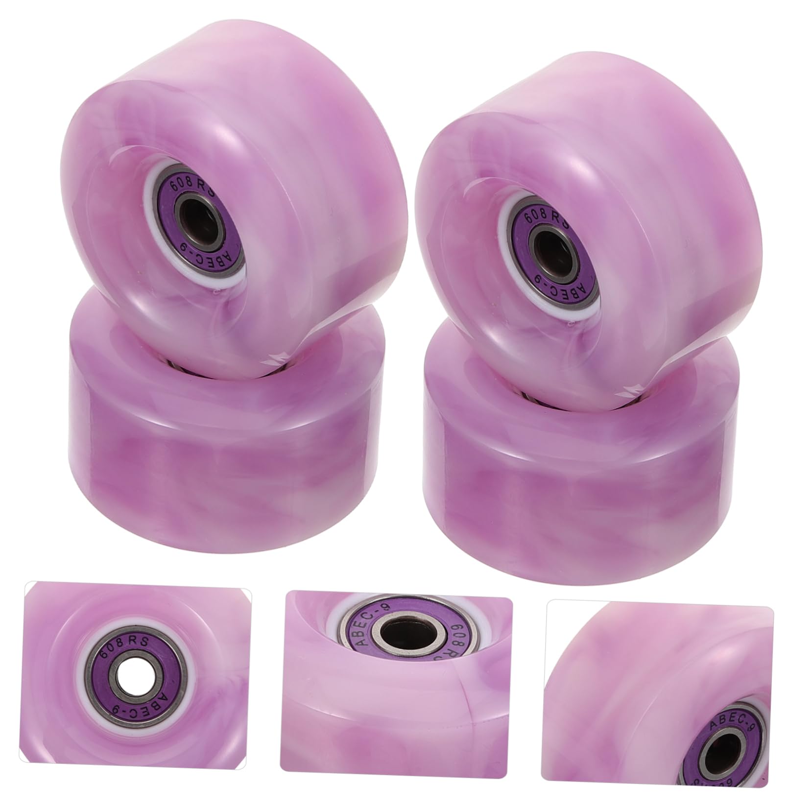 BESPORTBLE 4Pcs Durable Skating Wheels Replacement for Roller Skates High Elasticity Wear Resistant for Tile Surfaces Includes Bearings for Smooth Rolling