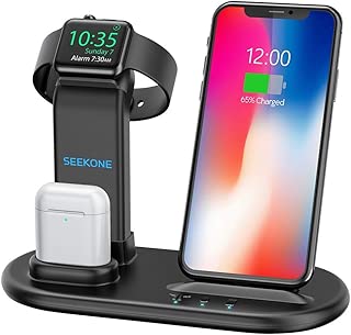 SEEKONE Wireless Charger 3 in 1 Wireless Charging Stand Dock Station for AirPods 2/1 and iWatches 4/3/2/1, Qi Fast Wireless Charger Compatible with iPhone XS Max/XS/XR/X/8/8 Plus - coolthings.us