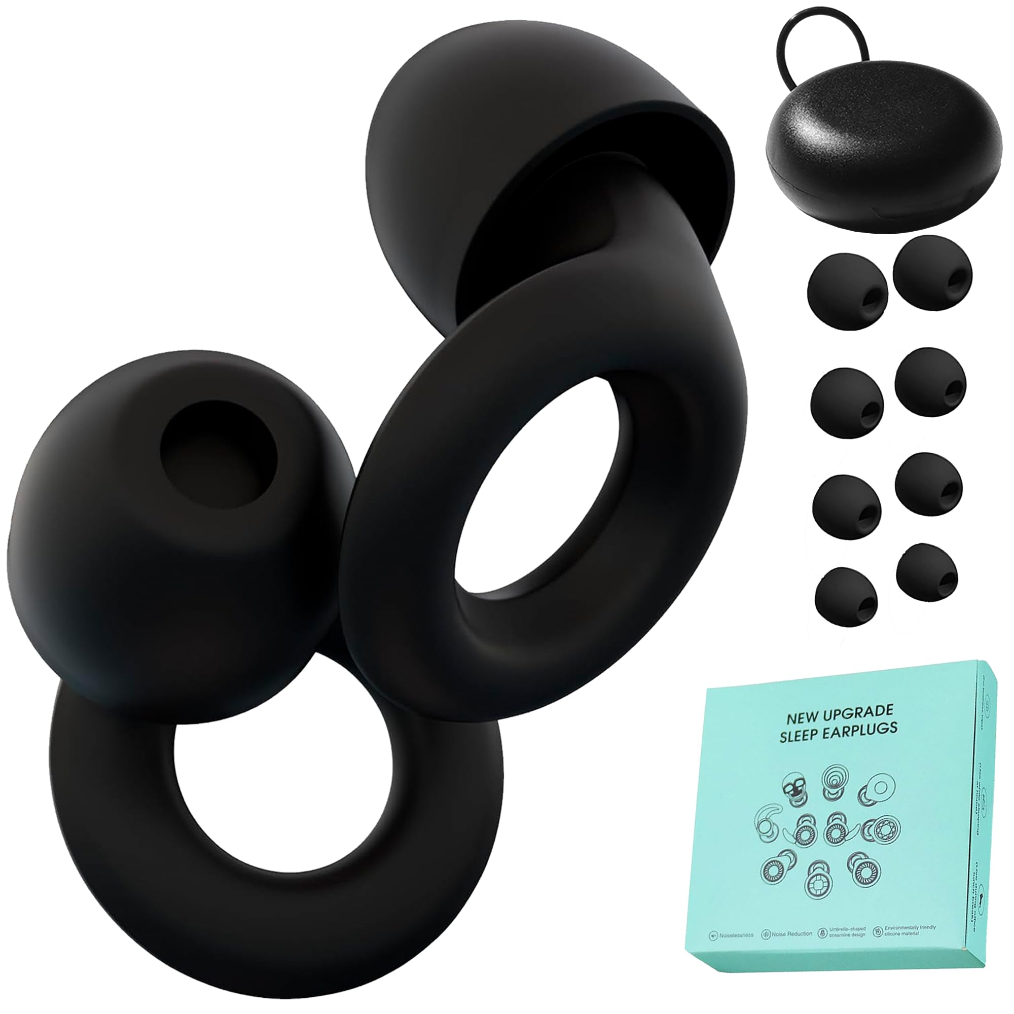 Tecnify - Tapones de Silicona para Oídos - Reducción de Ruido 26dB - Sueño Reparador - Estudio sin Distracciones - Protección Auditiva Versátil, Negro, Pequeño, Silicona