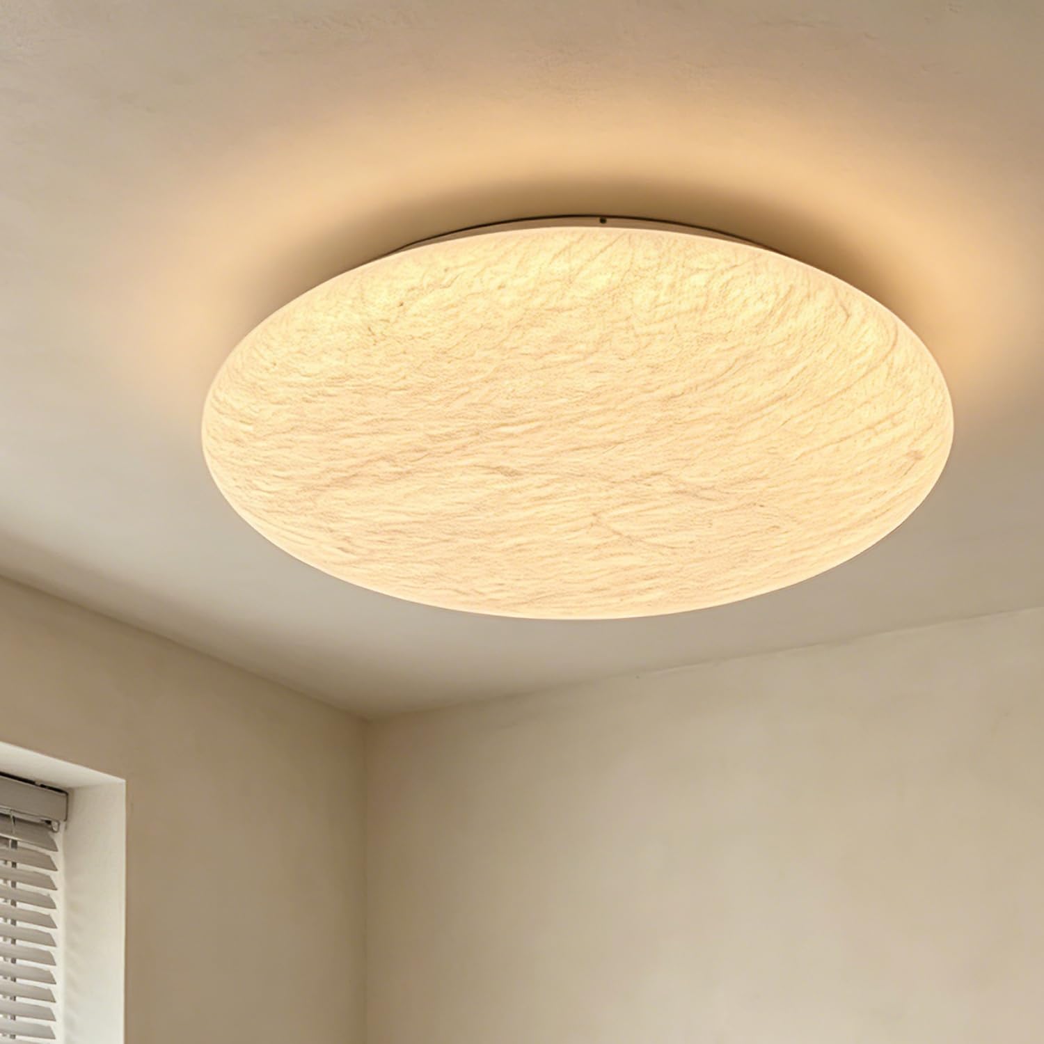LED Deckenleuchte,50cm Wabi Sabi Boho Lampenschirm Deckenlampe | Imitation Seide lampenschirm,Japanische Deko Lampe,3-Farben Dimmbar,Für Wohnzimmer Esszimmer Schlafzimmer Und Flur