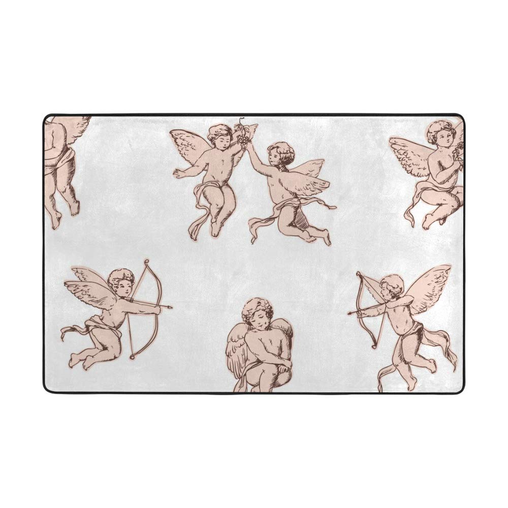 Tapis God of Love Cupidon en velours corail grand format 80x58 inch