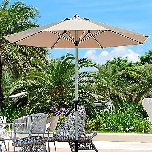 Patio Umbrella OutdoorFoldable Garden Parasols, Aluminum Alloy Beach Umbrellas For Sunshade, Shop Center Pillar Umbrellas, Hand Storage, For Beaches, Shops, Khaki good