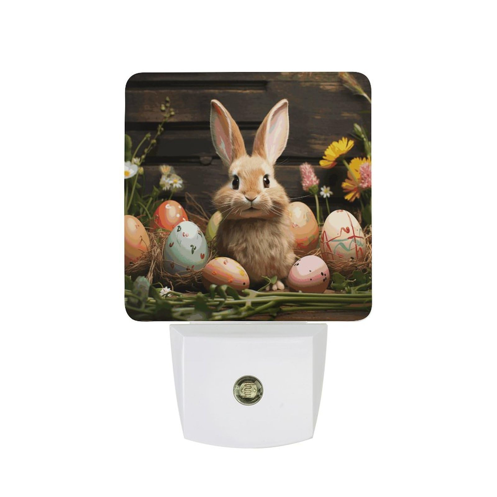 FekiLoot - LED Night Lights Cute Soft Night Lights with Light Sensors, Room Decor, Ambient Lighting, Warm Automatic Easter Egg Bunny Night Light for Bathroom