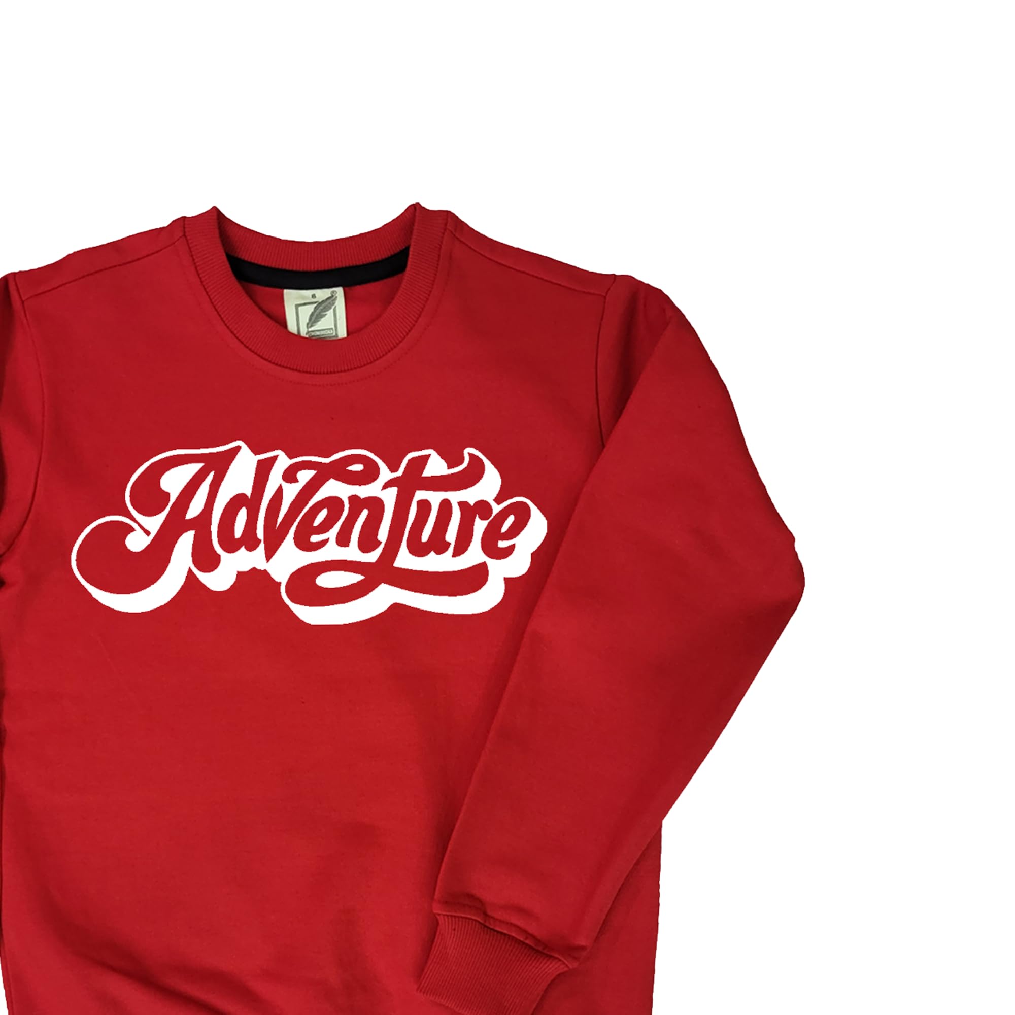 Chombooka Full Sleeves Warm Sweatshirt | 100% Cotton Fleece | Kids Winter Wear | Adventure | for Boys and Girls Red 1