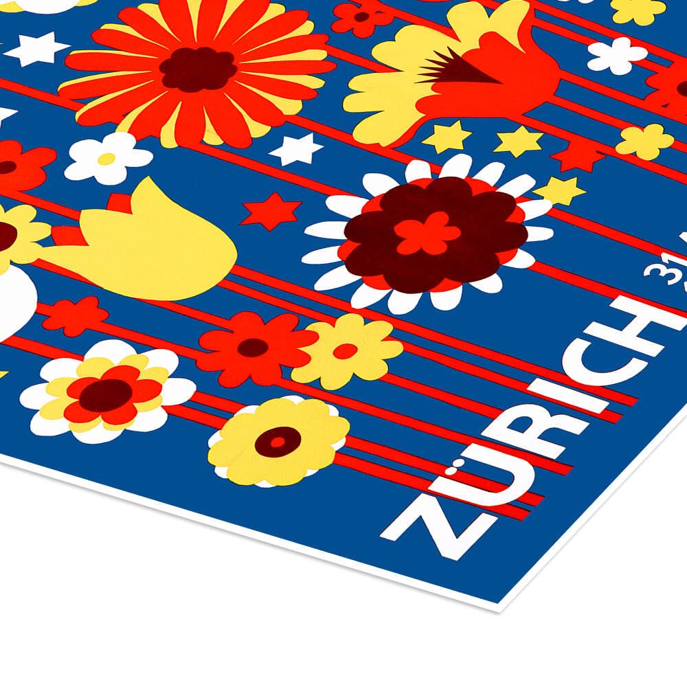 Posterlounge Flower Festival Zurich, 1929 Poster | 90 x 130 cm di Walter Cyliax Blu Quadri Decorazione per pareti