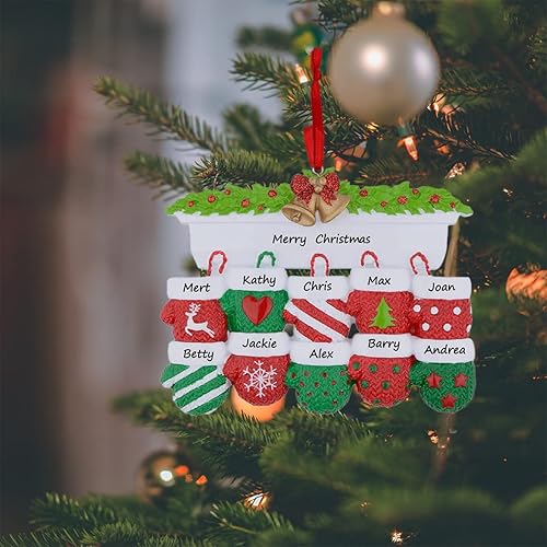 Miniatura 2 de MAXORA Adorno personalizado para árbol de Navidad de familia de 10 manoplas 2023, tradición familiar, recuerdo de Navidad, colección de regalo para