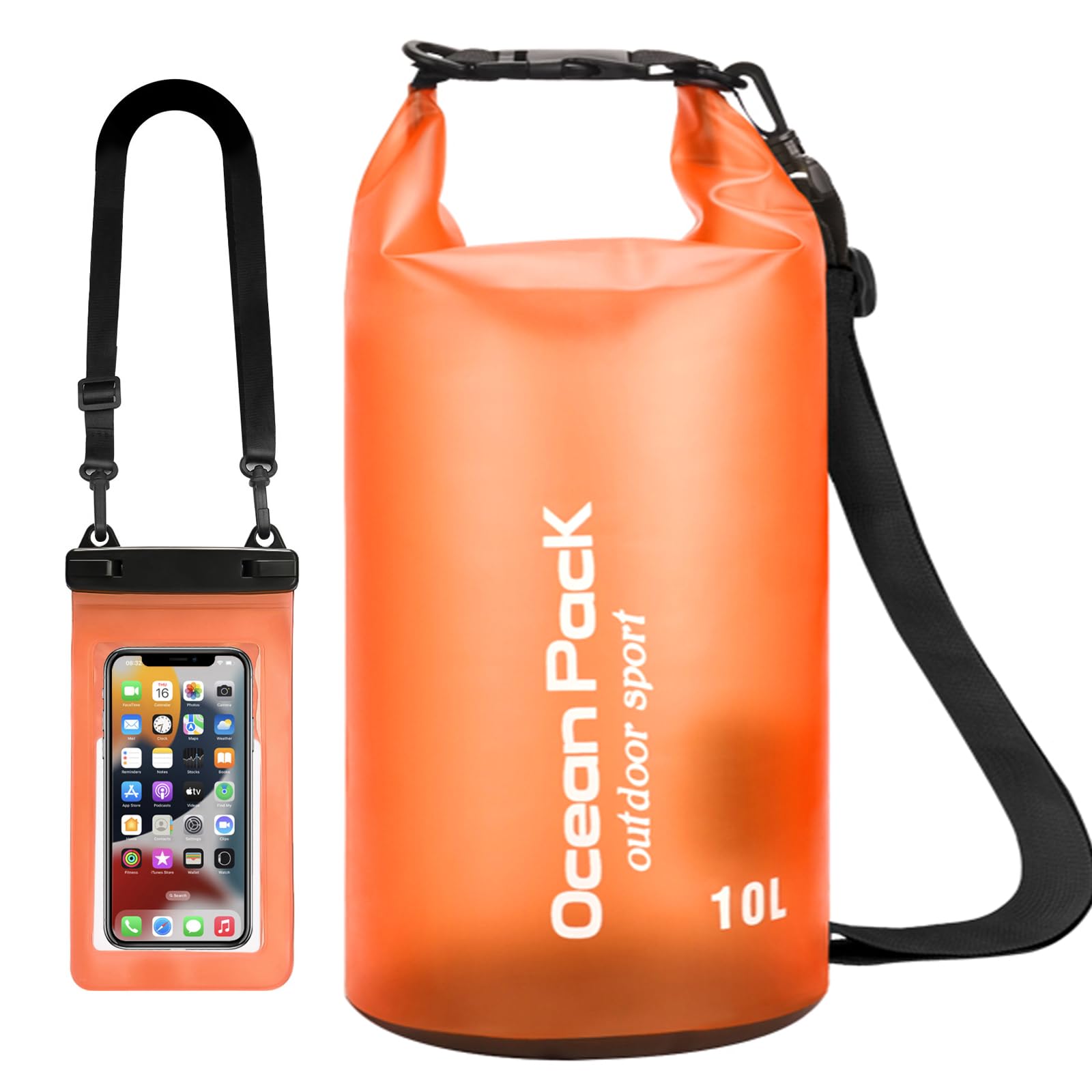 Yixinhe Premium Waterproof Bags, 10L Dry Bag with Waterproof Phone Pouch and Long Adjustable Shoulder Strap for Outdoor Activities and Water Sports, Travel, Camping, Hiking, Swimming, Boating