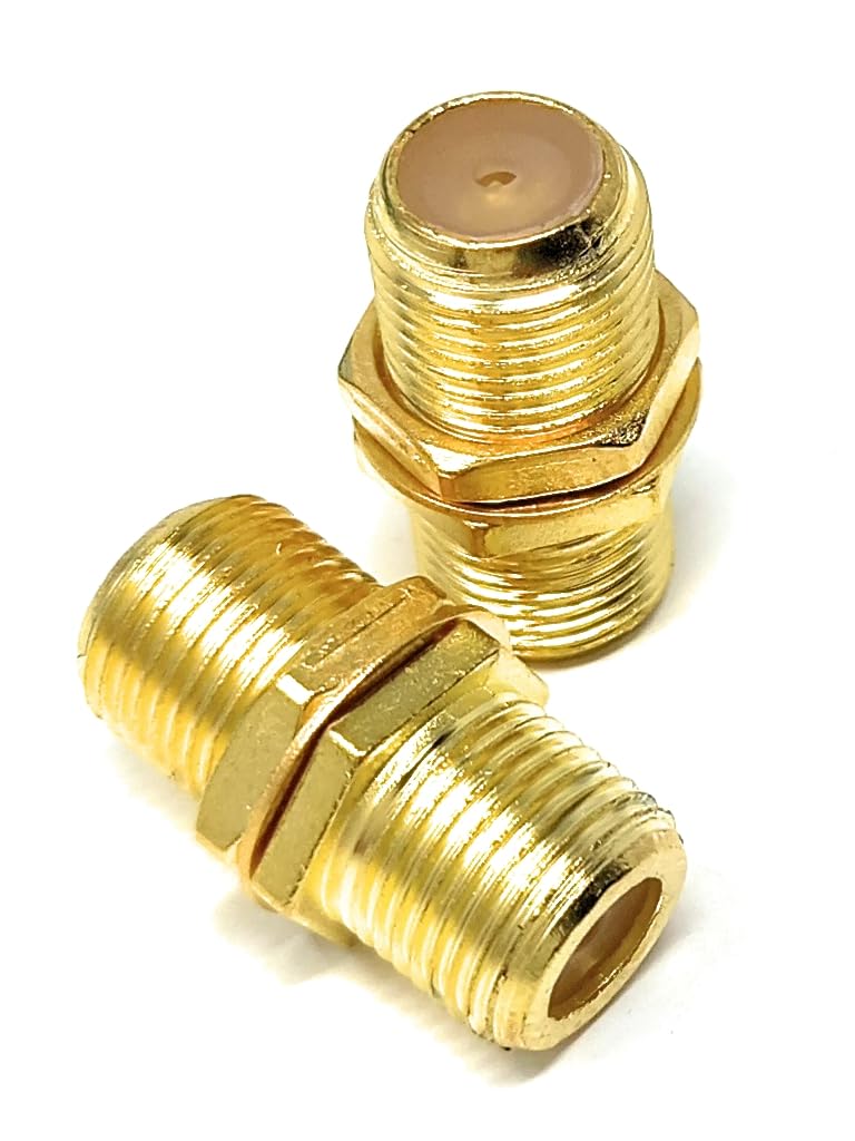 DRUT 2pcs F-Type to F-Type Coupler Adapter Female to Female RG6 Coaxial TV Cable Extension Barrel Connectors (Gold) - Image 3