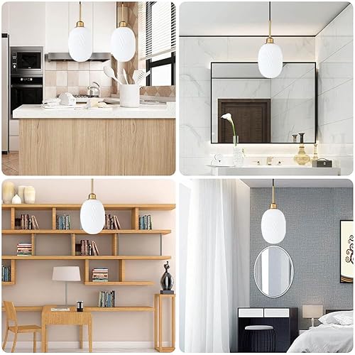 Miniatura 6 de KOLTIME Lámpara colgante de vidrio enchufable, moderna ovalada, soplada a mano, lámpara de techo colgante con cable de 14.7 pies, lámpara pequeña