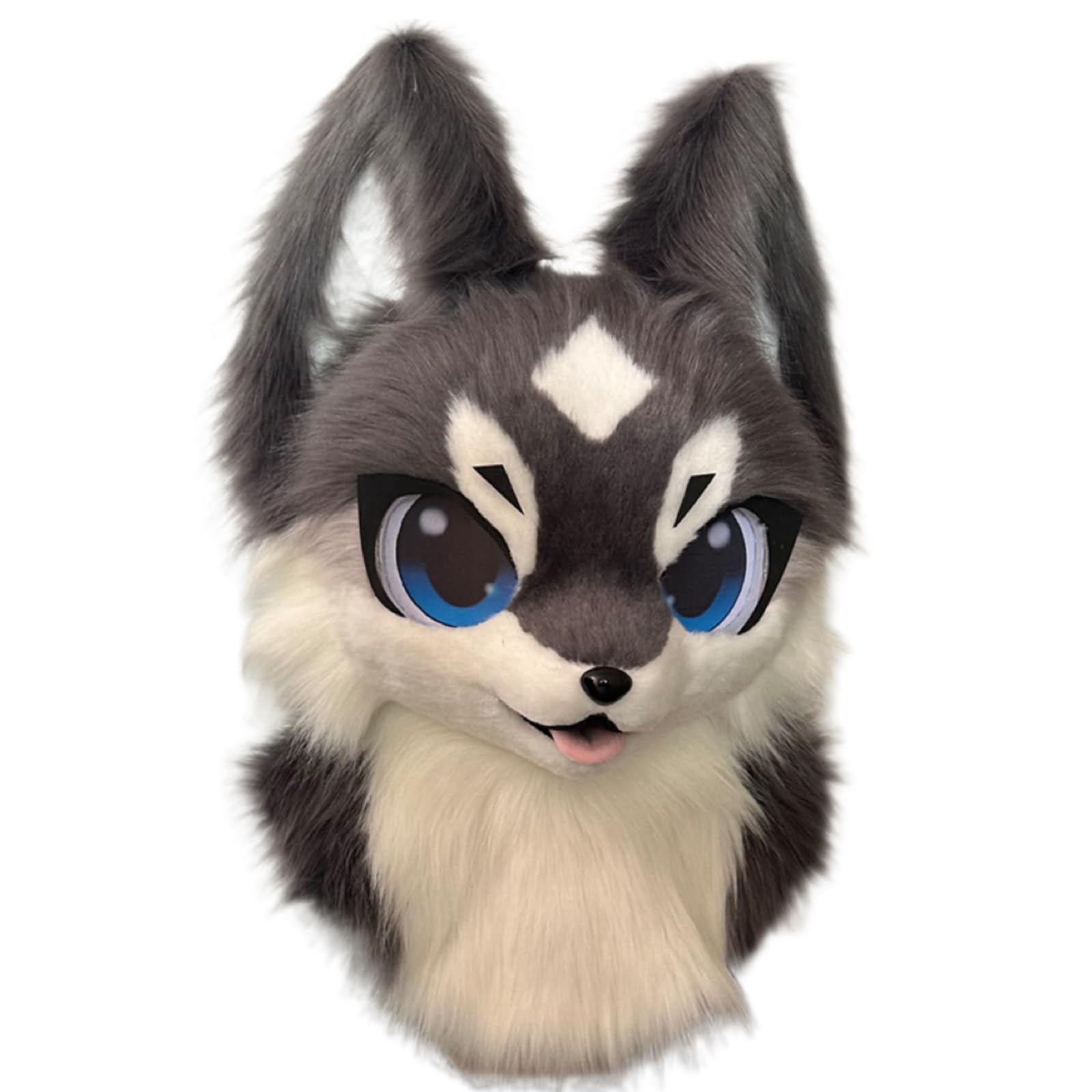 Lrfang Handmade Furry Fursuit Head MaskAdorable Cat Fox Costume Props for Halloween and Cosplay