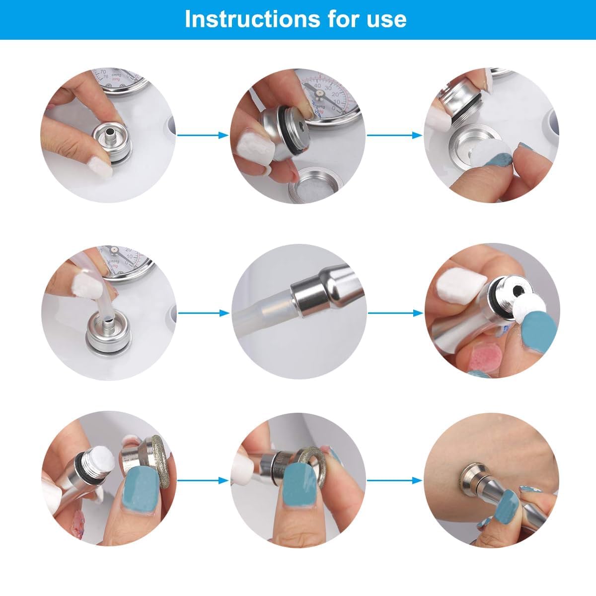 6 punte di ricambio per microdermoabrasione diamantata, per dermoabrasione, misura universale, 0,55" Fit aspirazione Microderm, viso professionale, cura della pelle, salone domestico