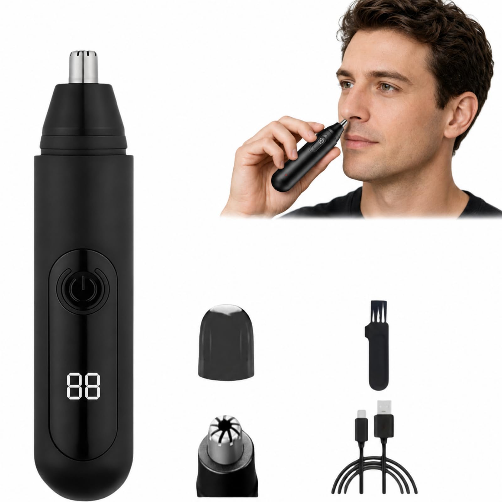 Recortadora de vello nasal para hombre Mr. Bold Pro- Nose Hair Trimmer for Men Con Cabezal Redondeado Para Recorte Suave Y Preciso