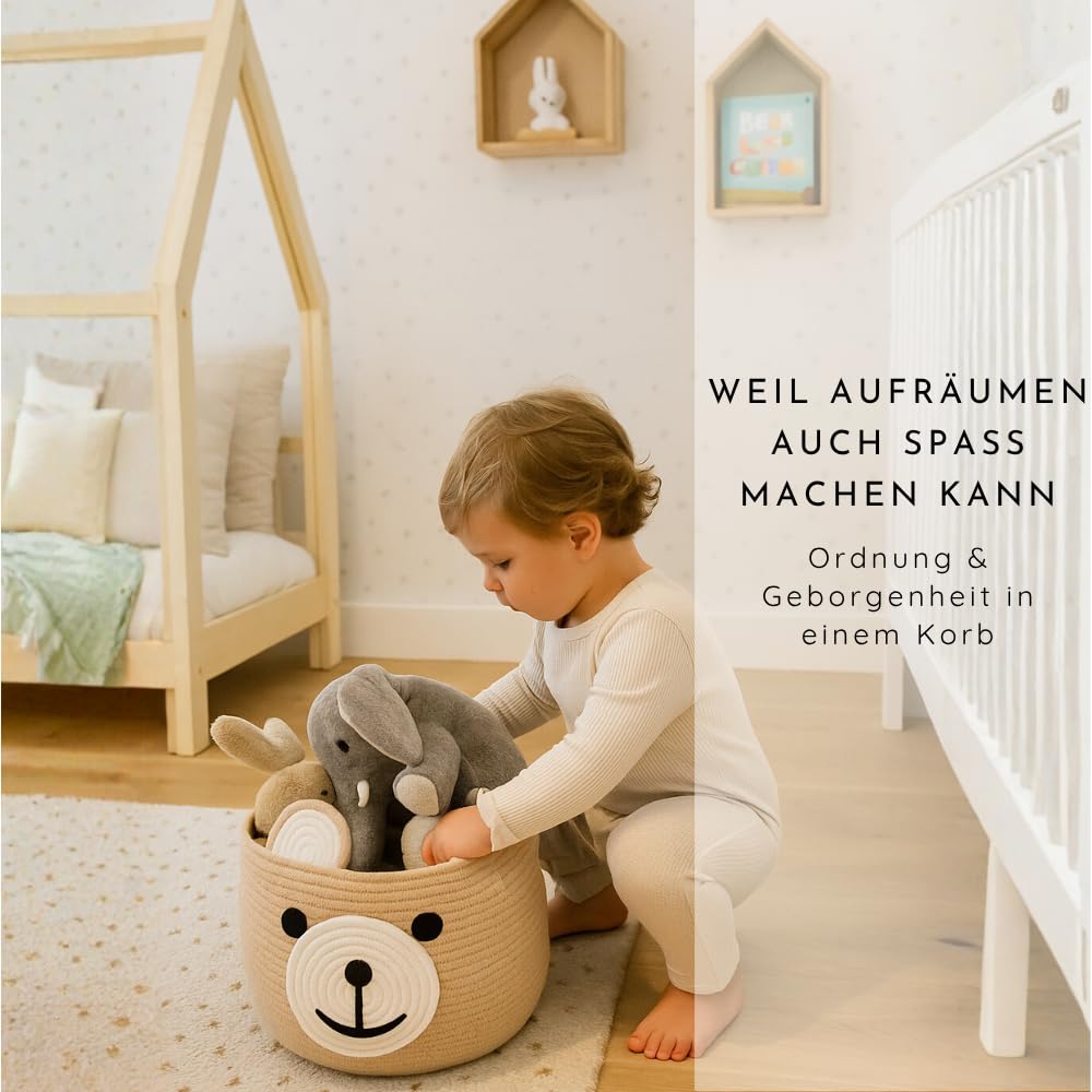 BELMIN Aufbewahrungskorb Kinder aus Baumwolle – Formstabiler, Waschbarer Wäschekorb für Spielzeug & Kuscheltiere, Ideal für Kinderzimmer & Babyzimmer – Stilvoll & Praktisch für Eltern