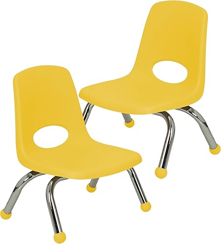 Vista 46 de FDP 13050-SF - Silla apilable de 18 pulgadas, asiento apilable para estudiantes con patas de acero cromado y deslizadores giratorios; para aula