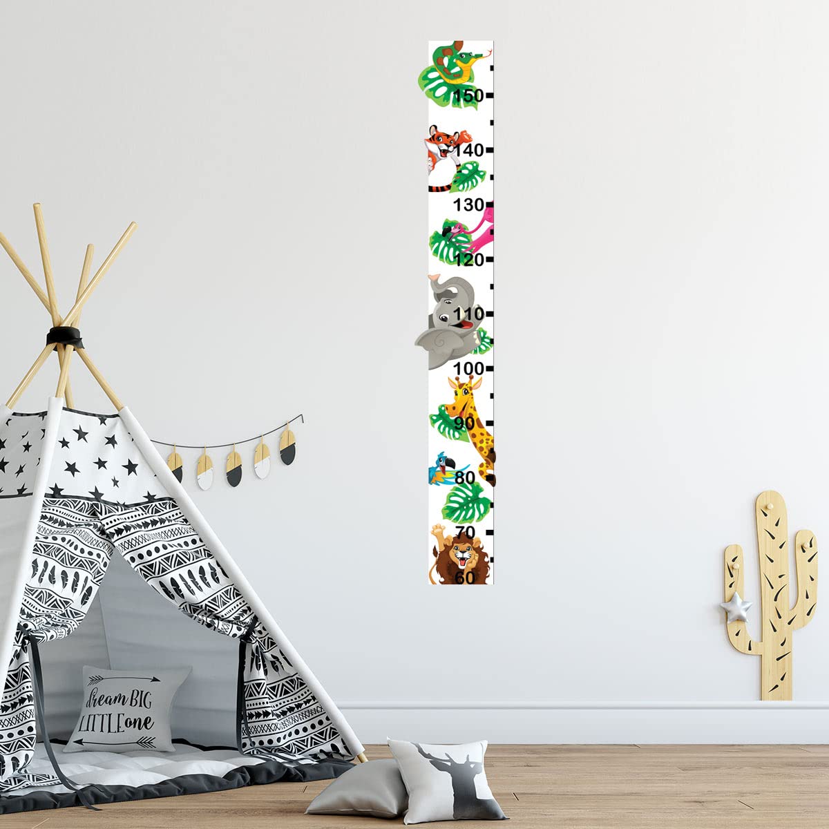 Toise adhésive animaux d'Afrique rigolos sticker mural enfant 90x60 cm