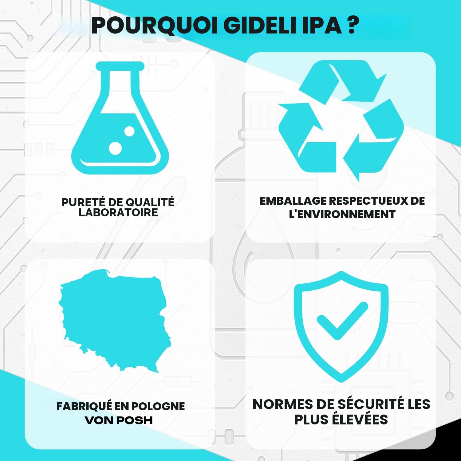 GiDeli Isopropanol 99,9 % - 30 litres - Alcool isopropylique IPA à haute teneur - Pour composants électroniques, lentilles et écrans - Élimination des résines en impression 3D