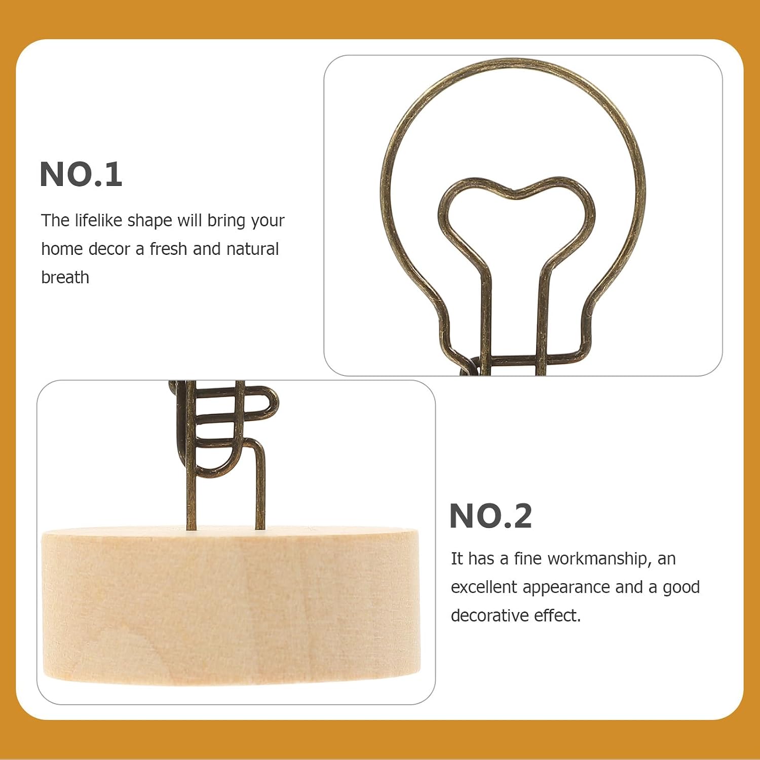 NUOBESTY 10pcs Tabletop Photo Clips Memo Note Holders with Bulb Design Reusable Picture Clamps Compact Desktop Decor for Home and Party Display