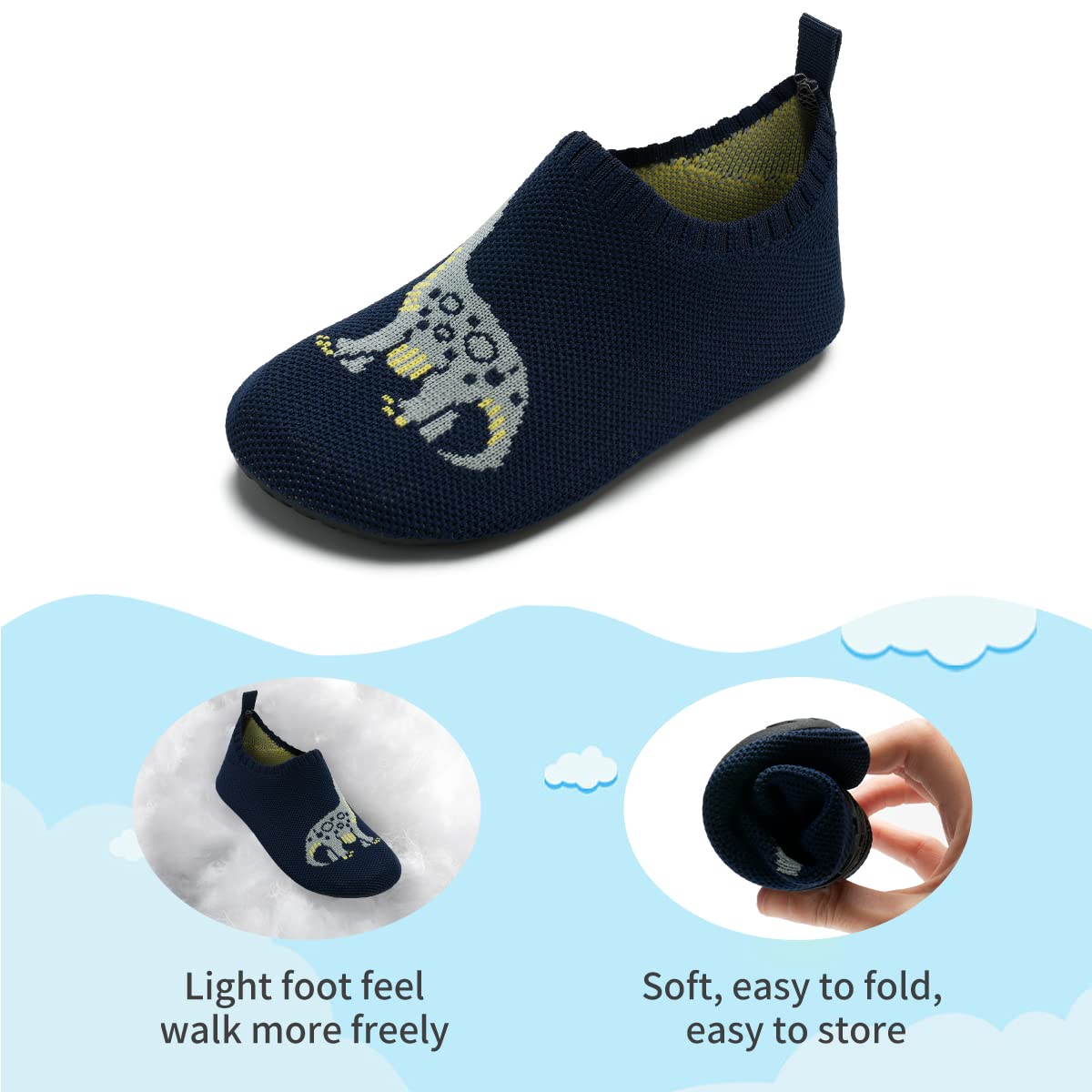 WateLves Pantofole per Bambini Unisex Scarpe a Magli Antiscivolo Ciabatte da Casa per danno la sensazione di camminare a piedi nudi Antiscivolo & Leggero