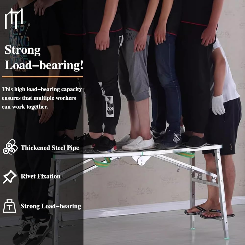 Faltbare Arbeitsbühne 200x40cm - Verstellbare Trittleiter 48-140cm - Industriegerüst Für Heimwerker