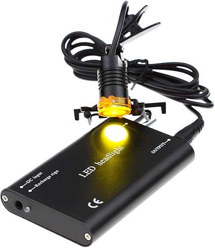 Miniatura 2 de 3W portátil negro dental LED faro, luz principal, faro con filtro para lupa binocular médica quirúrgica dental