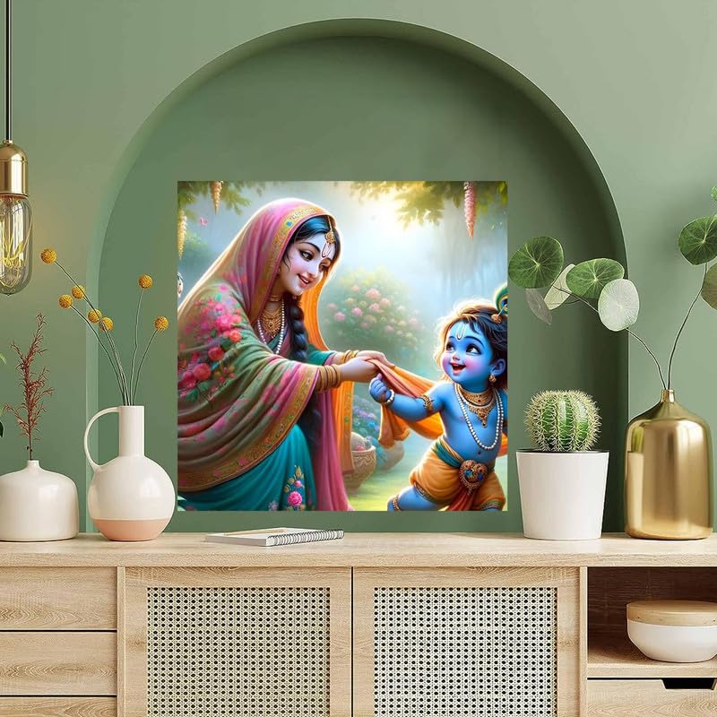 Image of British Terminal Cute little Bal Gopal Baby God Krishna| Kanha Ji | Laddu Lord Makhan Chor Painting Religious Poster for Pregnant Women for wall (matt thin vinyl,sticker,multicolor,unframed)| bj252